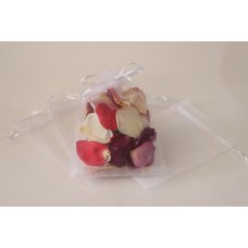 12 x Organza Guest Confetti bags with Freeze Dried Rose Petals